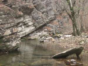 A small bluff with a pool in Caney Creek.
